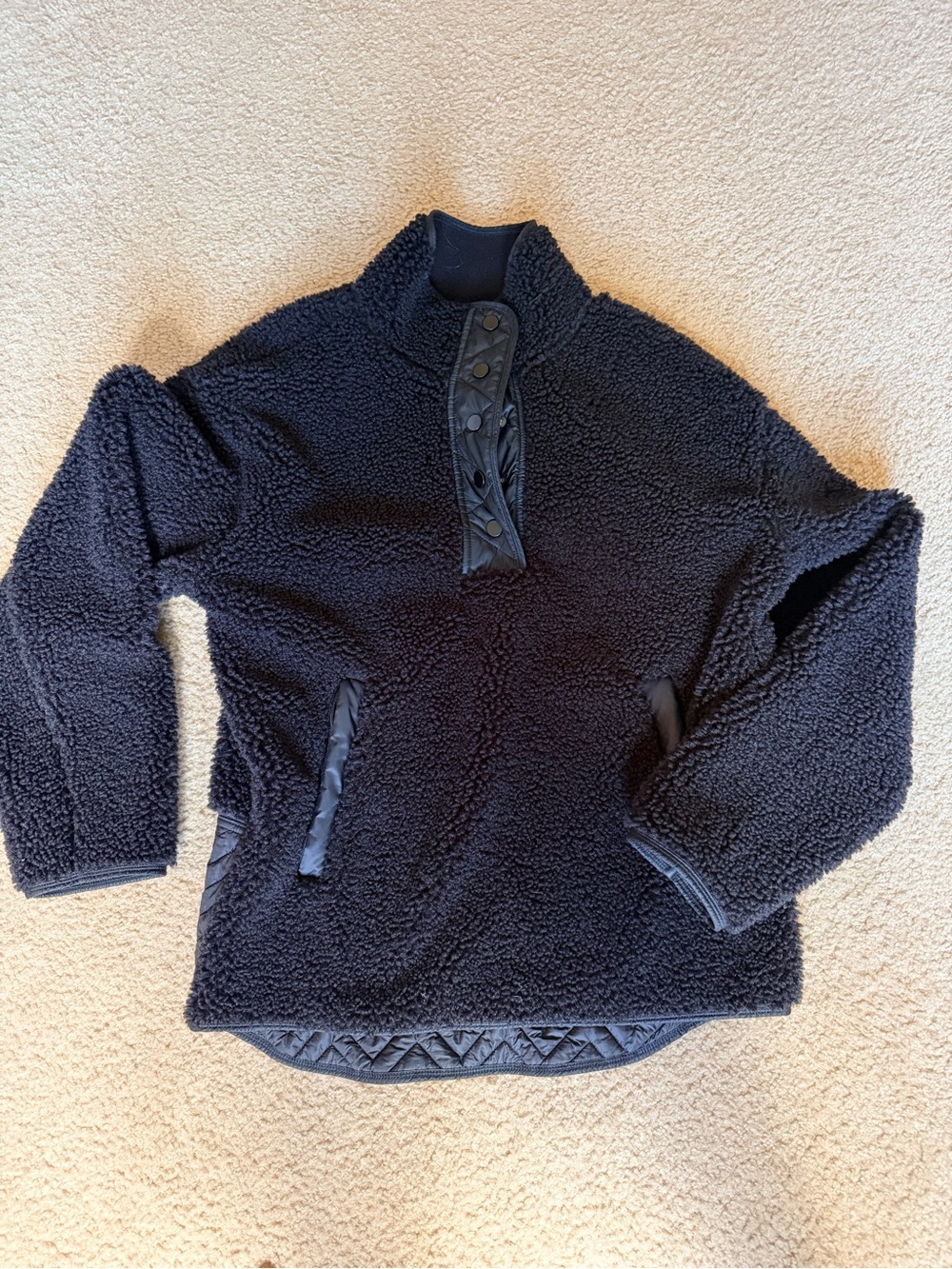 Athleta Black Women's Sherpa Snap-Placket Pullover